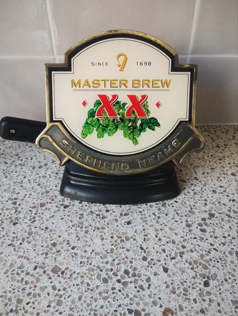 verlicht Masters Brew X X bier tap front, Ophalen of Verzenden, Gebruikt, Reclamebord, Plaat of Schild, Overige merken