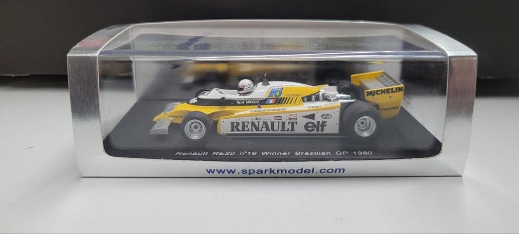 Miniature Spark 1/43 - Renault RE20 F1 #16 - Vainqueur Brésil 1980 - Arnoux