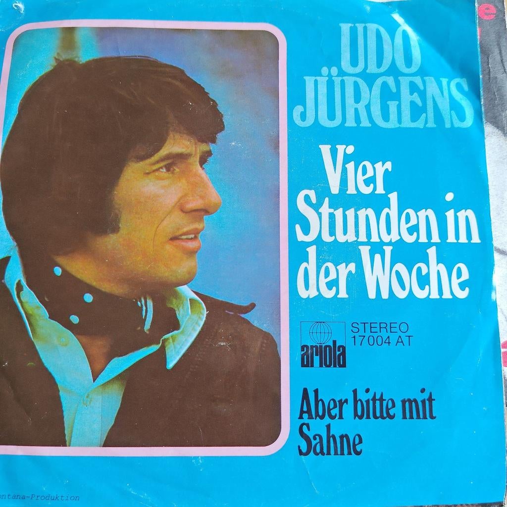 Udo Jürgens - Vier Stunden in der Woche Aber bitte mit Sah, Cd's en Dvd's, Vinyl Singles, Ophalen of Verzenden, 7 inch