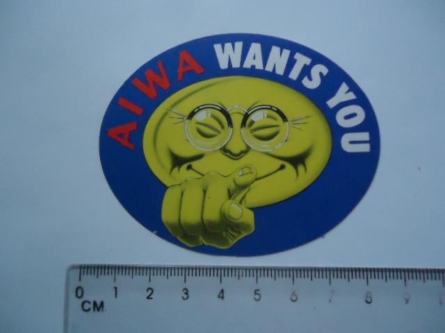 sticker oud AIWA WANTS YOU hifi walkman firato audio retro, Verzenden, Zo goed als nieuw, Bedrijf of Vereniging