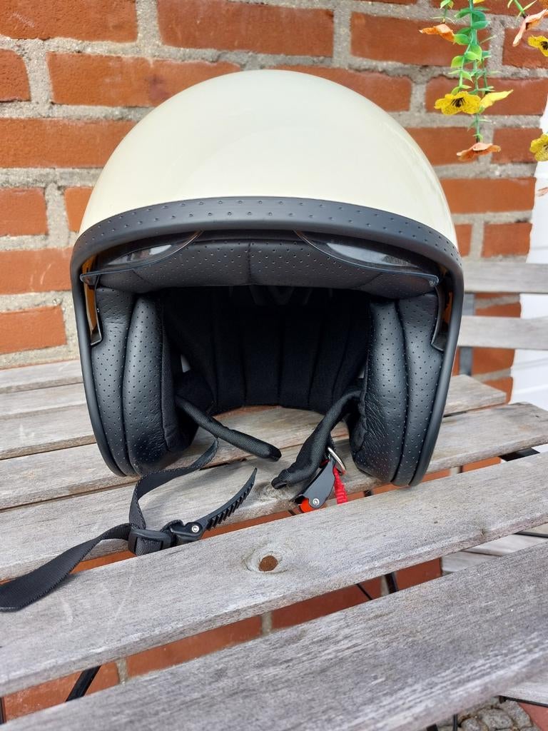 Crème scooterhelm met vizier, Ophalen of Verzenden, Nieuw, Medium