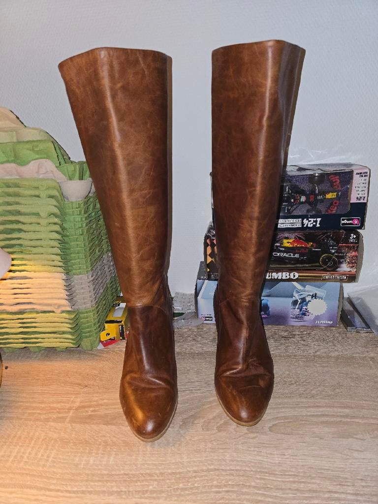 Mooie bruine leren laarzen van Sacha, maat 40, Ophalen of Verzenden