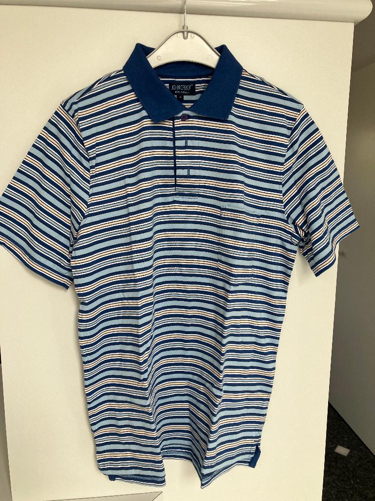 Polo blauw gestreept maat M, Ophalen of Verzenden, Zo goed als nieuw, John Cabot, Maat 48/50 (M)