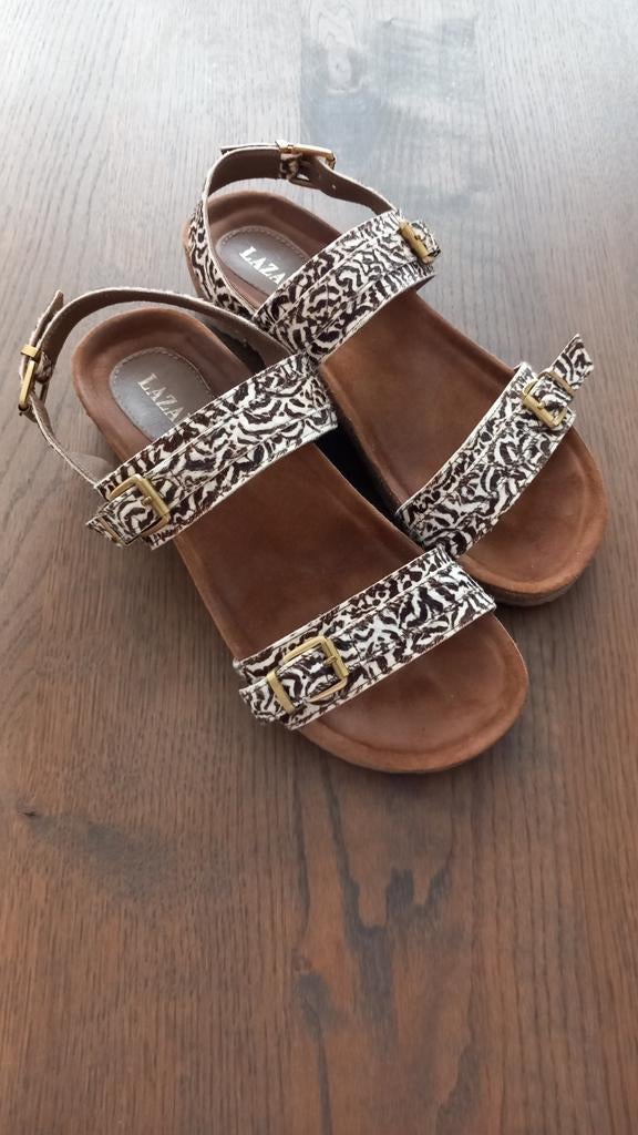 Lazamani sandalen, Kleding | Dames, Schoenen, Ophalen of Verzenden, Zo goed als nieuw, Bruin, Sandalen of Muiltjes