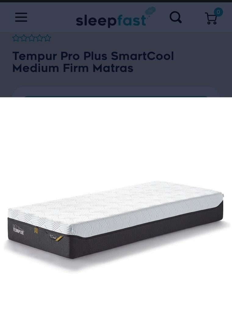tempur pro plus smartcool medium firm matras 90x220, Ophalen, 90 cm, Eenpersoons, Zo goed als nieuw