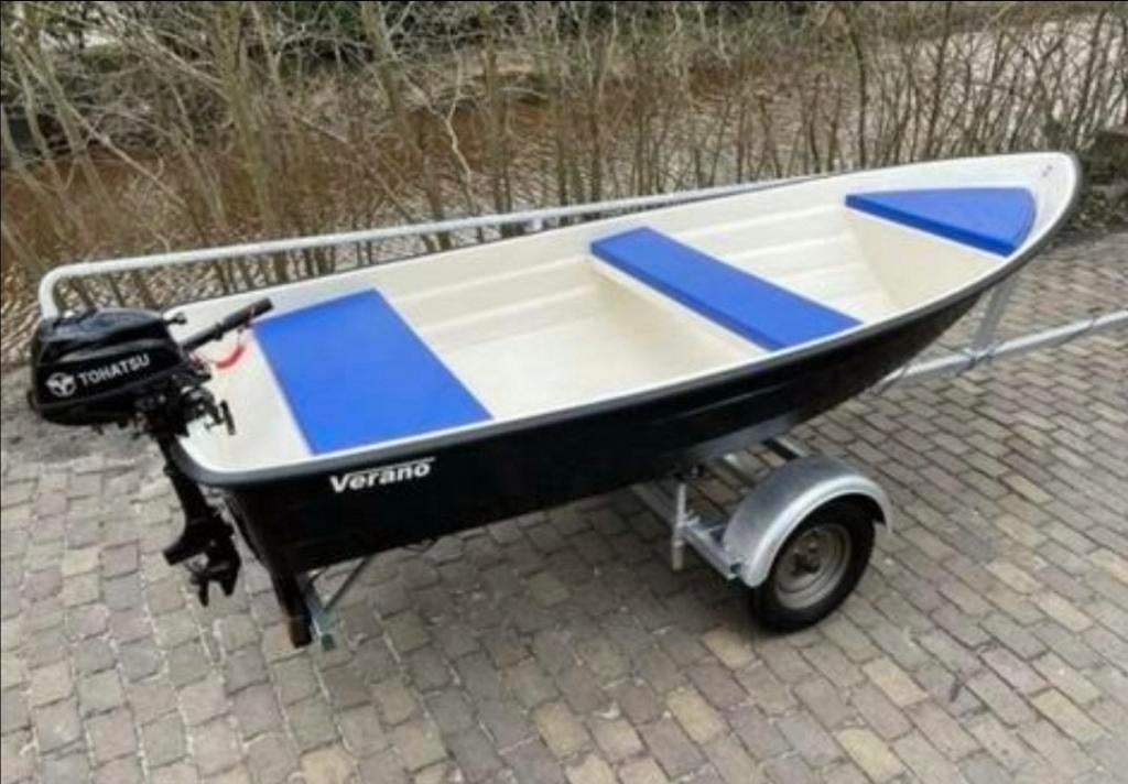 Verano 380 sloep + Tohatsu 2.5pk motor + trailer – vaarklaar, Watersport en Boten, Sloepen, Gebruikt, Tot 10 pk, Minder dan 3 meter