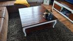 Robuuste Salontafel met Opbergplank - Hout en Wit, Ophalen, Gebruikt, 100 tot 150 cm, Rustiek