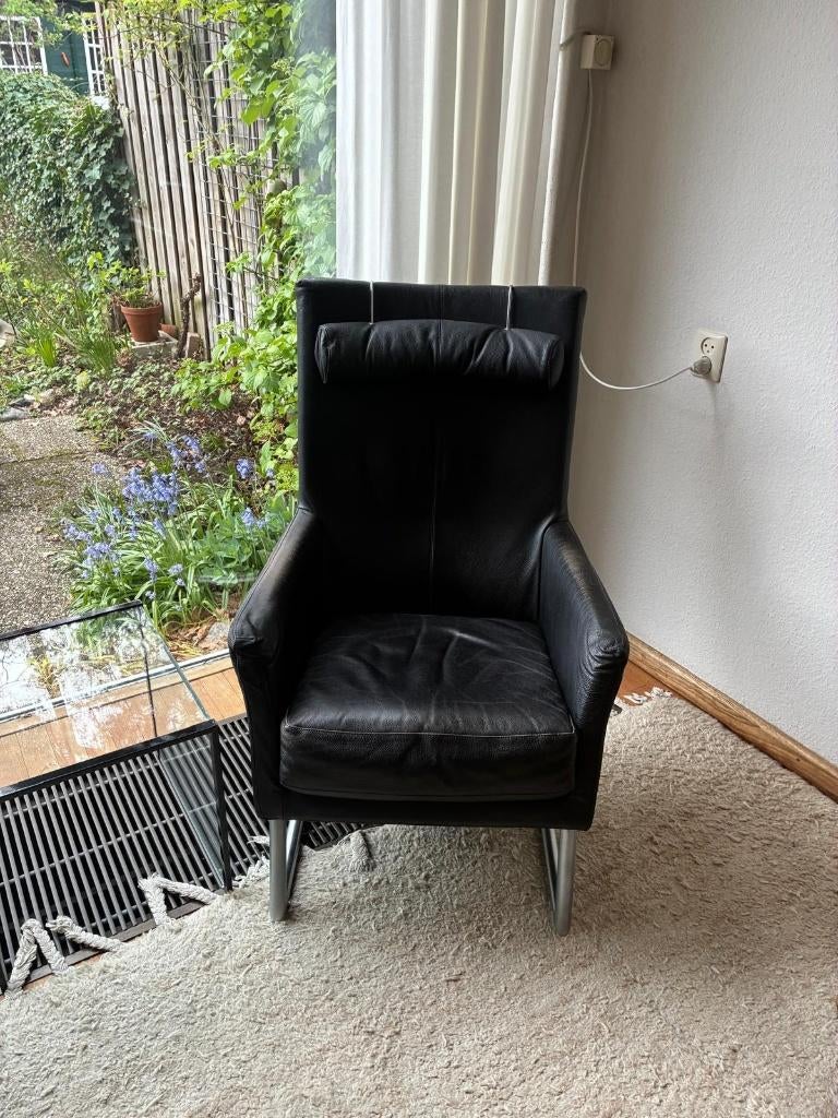 Zwarte Madonna stoel - Gerard van de Berg, Huis en Inrichting, Ophalen, Gebruikt, Zwart, Leer