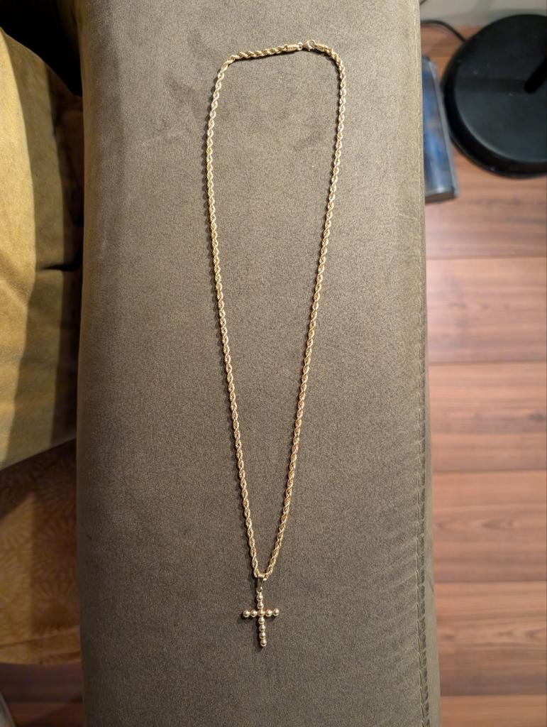 14 karaats gouden ketting 60 cm., Sieraden, Tassen en Uiterlijk, Kettingen, Ophalen of Verzenden, Zo goed als nieuw, Goud, Goud
