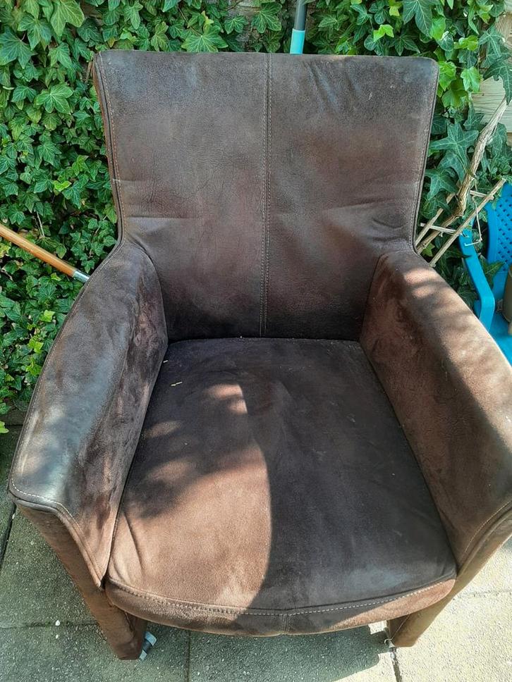 Comfortabele bruine fauteuil - Gebruikt, Huis en Inrichting, Fauteuils, Gebruikt, Leer, Stof, 50 tot 75 cm, 75 tot 100 cm, Ophalen of Verzenden