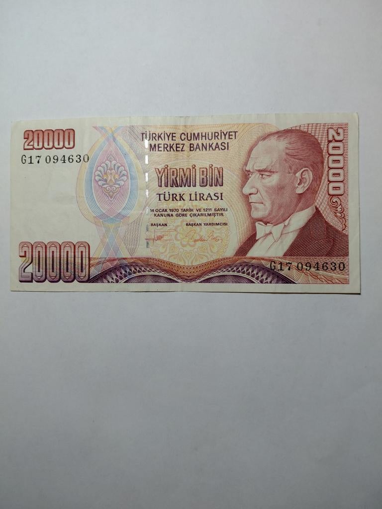 Turkije 20 000 lira 1995, Postzegels en Munten, Bankbiljetten | Europa | Niet-Eurobiljetten, Ophalen of Verzenden, Overige landen