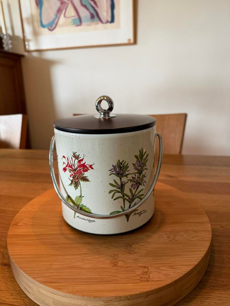 Vintage ijsemmer met een botanische kruidenprin, Ophalen of Verzenden