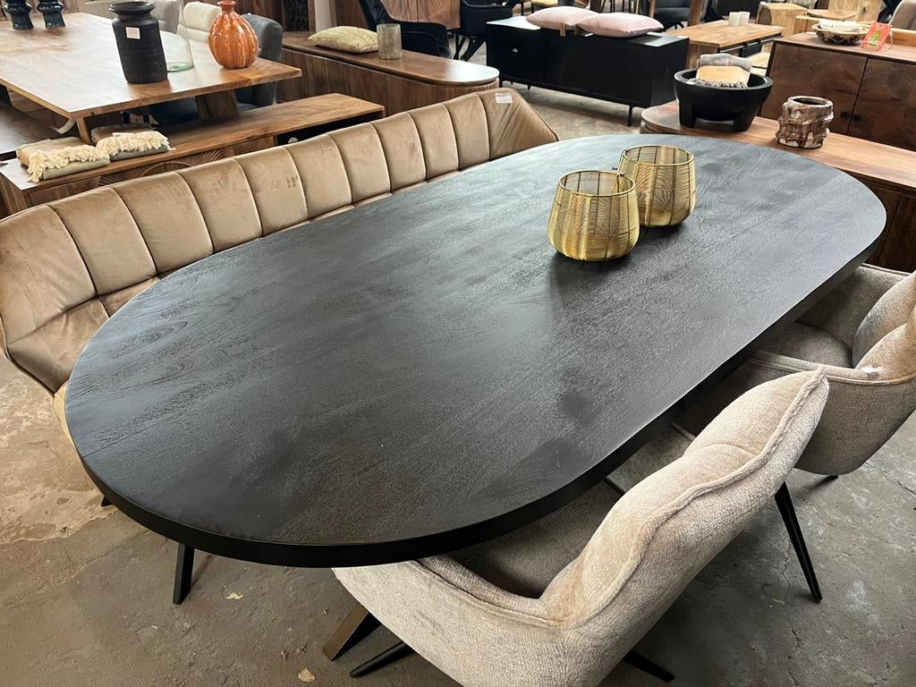 Magazijn leegverkoop eettafel deens ovaal zwart mangohout, Huis en Inrichting, Woonaccessoires | Overige, Hout, Zwart, Nieuw, Ophalen of Verzenden
