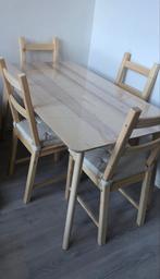 Ikea eettafel met 4 stoelen - Licht hout, Gebruikt, 100 tot 150 cm, Vier personen, Rechthoekig