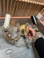 Antiek vintage Maria Theresia kristallen wandlampje lampje, Ophalen of Verzenden, Gebruikt, Glas