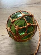 Vintage groene glazen drijver in netje, Ophalen of Verzenden, Zo goed als nieuw