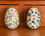 Twee Cloisonné Eieren met Bloemmotief, Ophalen of Verzenden