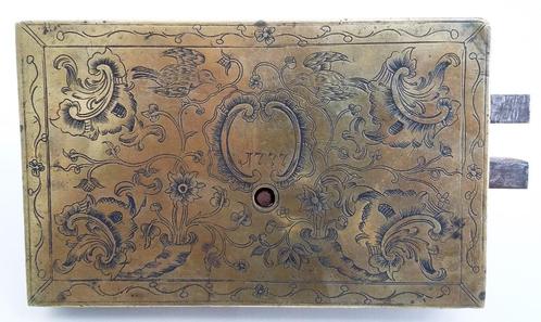 Metalen Deurslot Duitsland – Italië gedateerd jaar 1777, Antiek en Kunst, Antiek | Koper en Brons, Koper, Ophalen of Verzenden