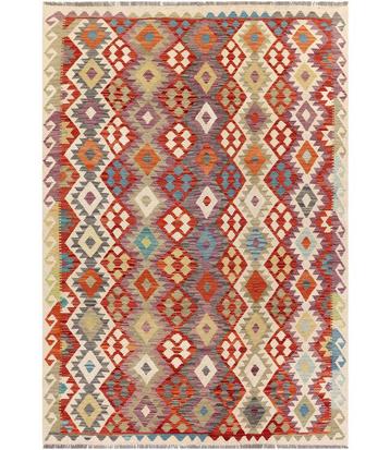 Handgeweven Afghaanse Kelim Vloerkleed – 299x204 cm beschikbaar voor biedingen