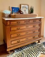 Antieke commode / ladekast marmer blad, Ophalen, 50 tot 70 cm, 90 tot 105 cm, 100 cm of meer