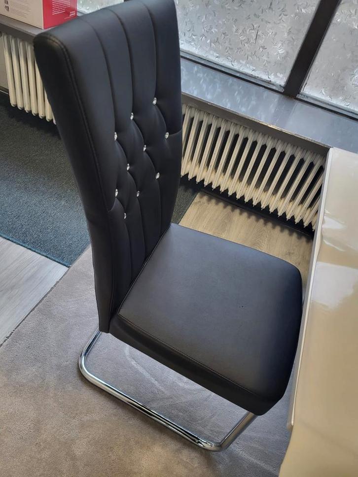 Zwarte eetkamerstoelen met strass - 6 stuks, Huis en Inrichting, Stoelen, Zo goed als nieuw, Vijf, Zes of meer stoelen, Kunststof