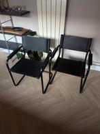 Leren buisframe eetkamerstoelen, Huis en Inrichting, Stoelen, Ophalen, Gebruikt, Twee, Zwart