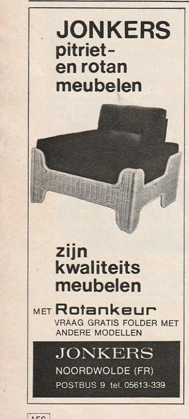 Retro reclame 1969 Jonkers Noordwolde rotan stoel, Verzenden, Overige typen
