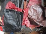 Stukken leder, divers 3 kleuren rood, bruin en zwart, Hobby en Vrije tijd, Stoffen en Lappen, Gebruikt, Leer of Kunstleer, 200 cm of meer