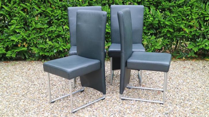 Rolf Benz leren stoelen. Model 7400., Huis en Inrichting, Stoelen, Zo goed als nieuw, Vier, Leer, Zwart, Verzenden