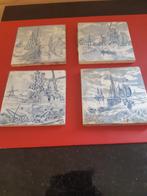 4 antieke tegeltjes 14.5 x 14.5 cm blauw molens, boot, Antiek en Kunst, Antiek | Keramiek en Aardewerk, Ophalen of Verzenden