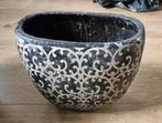 3 zwart- zilver(grijs) bloem potten, Tuin en Terras, Bloempotten, Rond, Gebruikt, Minder dan 25 cm, Ophalen