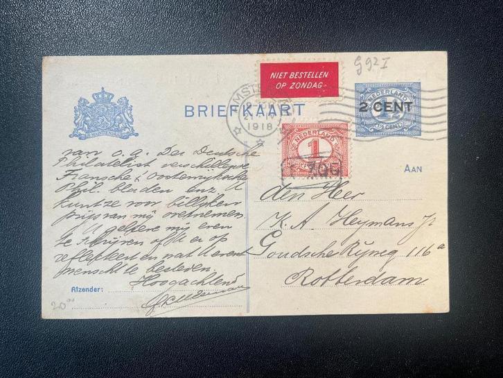 Particulier bedrukte briefkaart met niet bestellen op zondag, Postzegels en Munten, Brieven en Enveloppen | Nederland, Briefkaart