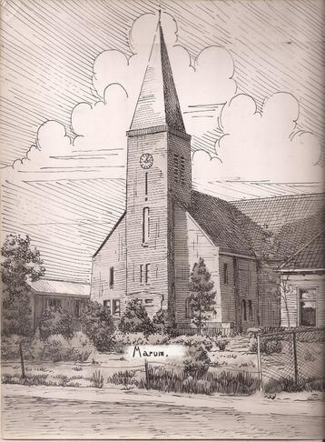 Marum Kerk tekening Sievers 50/60er jaren beschikbaar voor biedingen