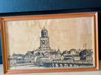 Pentekening van Deventer gezicht op IJsselkade - H Reins, Ophalen of Verzenden