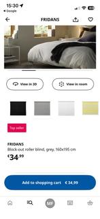 IKEA FRIDANS Rolgordijn - Grijs - 160x195 cm, Ophalen of Verzenden, Minder dan 10 m², Grijs