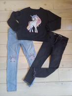 2 skinny jeans en trui unicorn LTB en h&m maat 128 zgan, Ophalen of Verzenden, Zo goed als nieuw, Maat 128