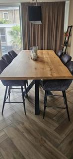 Boomstam tafel met 4 stoelen, Ophalen, Eikenhout, 200 cm of meer, 50 tot 100 cm