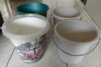 4 emmers van 10 liter., Huis en Inrichting, Emmers, Ophalen, Gebruikt, Kunststof, Met handgreep