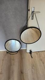 Twee ronde hang spiegels 44cm diameter (zwart), Minder dan 50 cm, Rond, Ophalen of Verzenden, Zo goed als nieuw