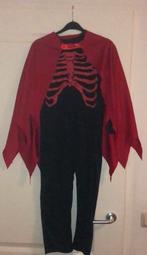 Skeletpak met cape maat 128, Ophalen of Verzenden, Zo goed als nieuw, 122 t/m 128, Jongen of Meisje