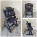 Stokke Tripp Trapp blauw grijs met babyset en rugkussen, Kinderen en Baby's, Kinderstoelen, Ophalen, Zo goed als nieuw, Meegroeistoel