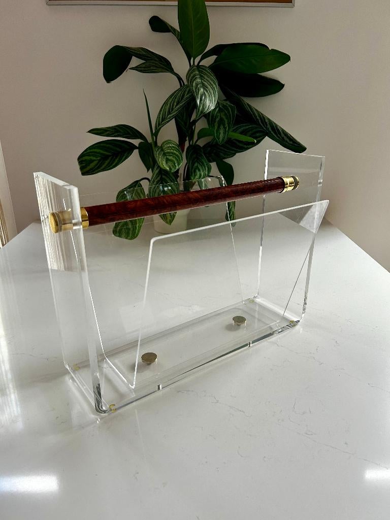 Vintage tijdschriftenhouder David Lange. Seventies plexiglas, Huis en Inrichting, Woonaccessoires | Krantenbakken en Lectuurbakken