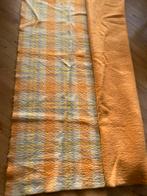 Geruite deken zuiver scheerwol oranje vintage 190 x 225 cm, Huis en Inrichting, Woonaccessoires | Plaids en Woondekens, Ophalen of Verzenden