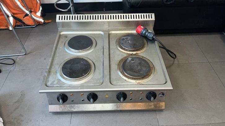 Professionele elektrische kookplaat 4 pits - 400V, Witgoed en Apparatuur, Kookplaten, Gebruikt, Vrijstaand, Elektrisch, 4 kookzones