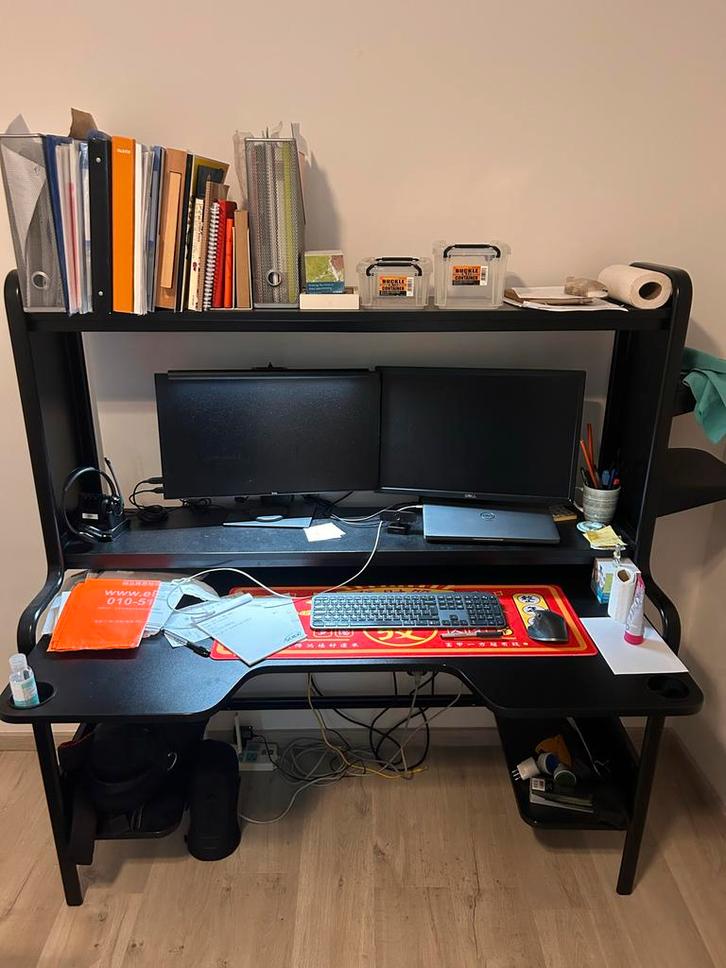 Zwart study Bureau 150x60cm, Huis en Inrichting, Bureaus, Gebruikt, Bureau, Ophalen of Verzenden