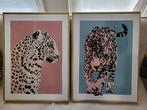 Twee decoratieve kunstwerken met luipaarden, Huis en Inrichting, Ophalen, Gebruikt, Overige typen, 75 cm of meer