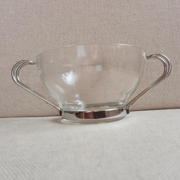 Vitrosax glazen soepkom schaaltje met RVS oortje - een stuks, Huis en Inrichting, Keuken | Servies, Kom(men), Overige stijlen