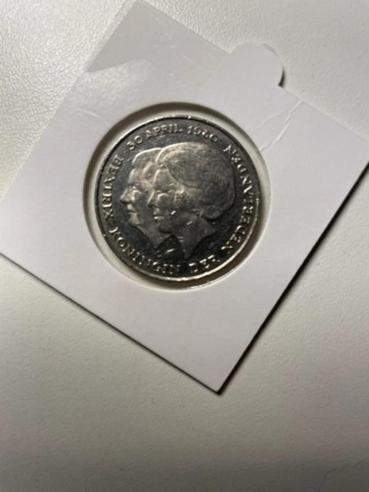 2,5 gulden dubbelportret 30 april 1980 in munthouder, Postzegels en Munten, Munten | Nederland, Losse munt, 2½ gulden, Koningin Beatrix