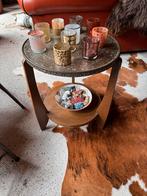 Vintage bijzettafel met messing blad, Antiek en Kunst, Antiek | Meubels | Tafels, Ophalen