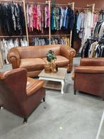 Gave bank cognac leder, Huis en Inrichting, Ophalen, Gebruikt